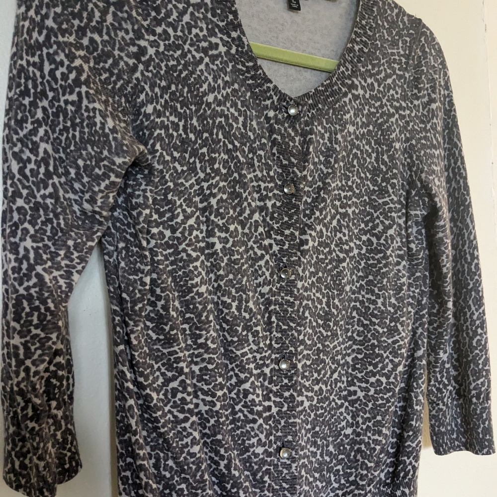 Talbot's Animal Print Button-Up Cardigan